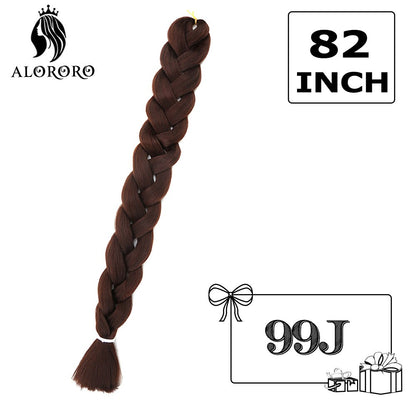 Cabelo Trançado Sintético Jumbo Alororo 82 polegadas Cabelo Falso Africano Fibra de Alta Temperatura Roxo Vermelho Extensões de Cabelo para Mulheres