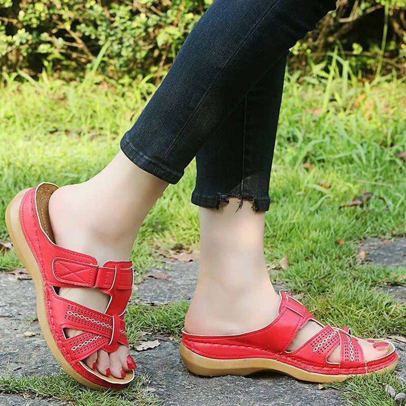 Summer Women Sandals Wedge Sandals Premium Orthopedic Open Toe Sandals Vintage Anti-slip Casual Female Platform Retro Slippers