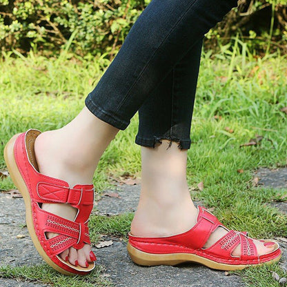 Summer Women Sandals Wedge Sandals Premium Orthopedic Open Toe Sandals Vintage Anti-slip Casual Female Platform Retro Slippers