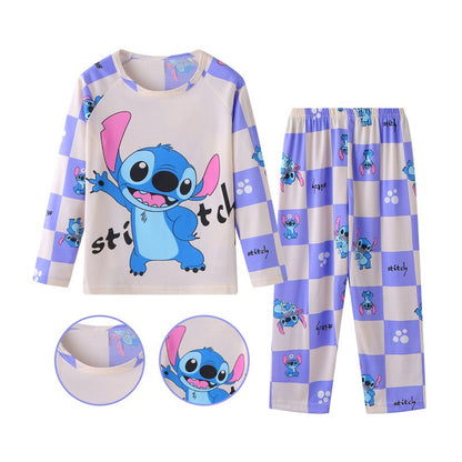 New Pajama Boys Girls Pajamas Stitch Clothing Sets Kids Long Sleeve +Pant 2Piece Children Home Clothing Girl Nightgown