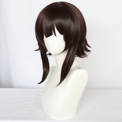 Cabelo Sintético Castanho Curto Liso Oferecendo Bênçãos para um Mundo Melhor Peruca de Cosplay para Halloween Natal