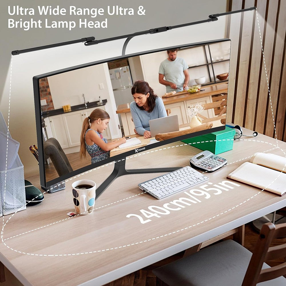 Led Desk Lamp with Clamp Architect Desk Lamp for Home Office 24W Ultra Bright Auto Dimming PC Light Stepless Dimming Table Light