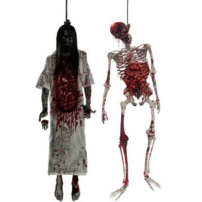 Halloween Skeleton Ghost Window Electrostatic Sticker Horror Female Ghost Window Clings Decals Bloody Halloween Party Decor