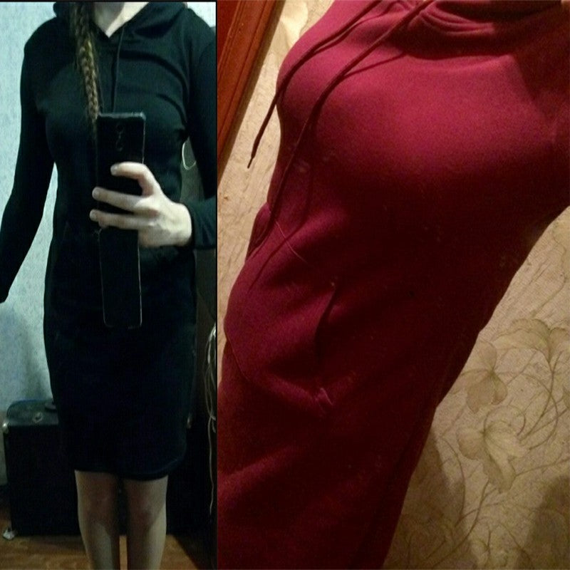 Fashion Sweatshirt Dresses Women's Pocket Hooded Casual Dresses Mini Dresses