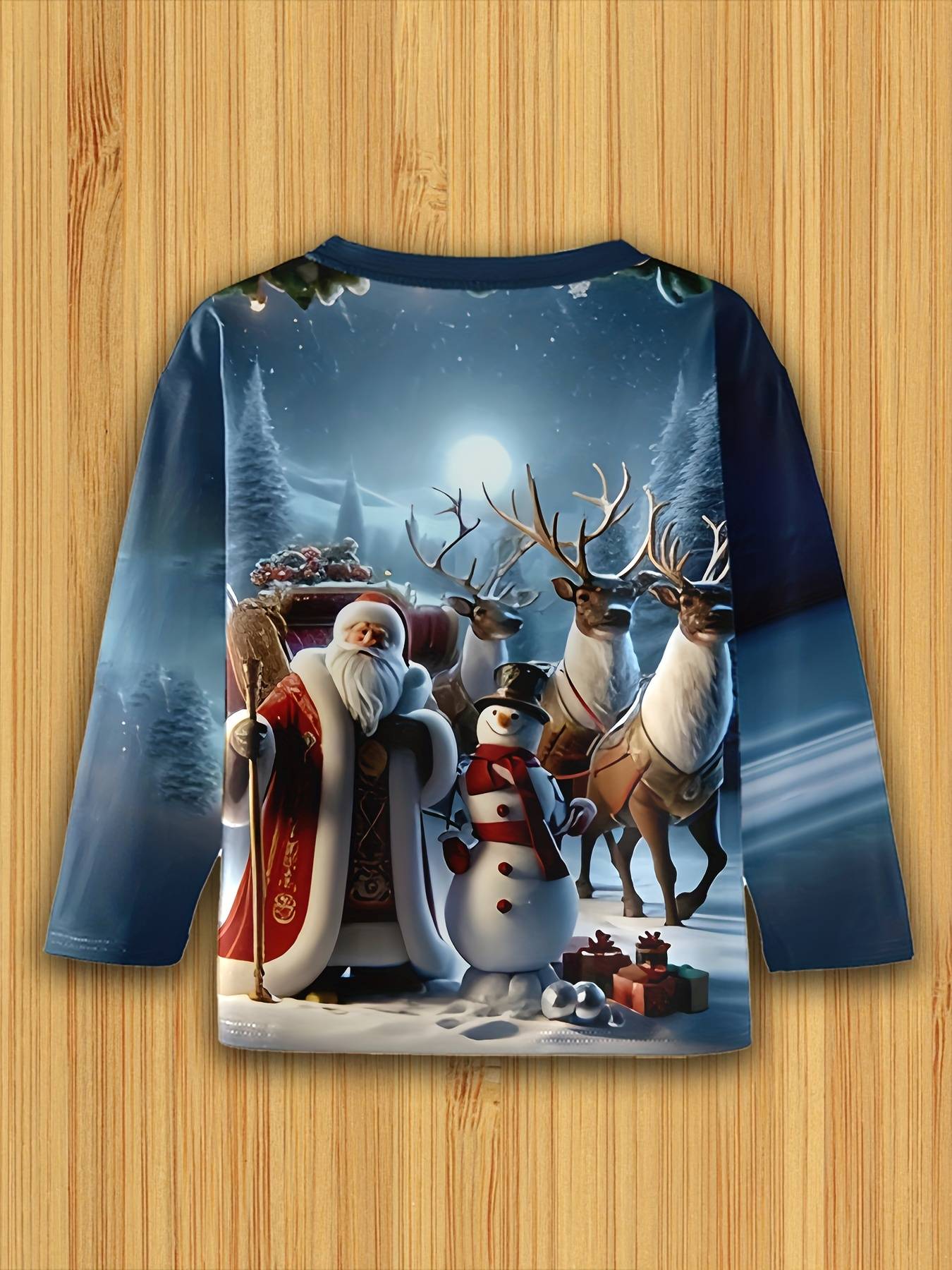 Children's Clothing Boys Tshirt Long Sleeve Santa Claus Print Children Spring Fall Clothes Stylish Christmas Party Girl Clothes