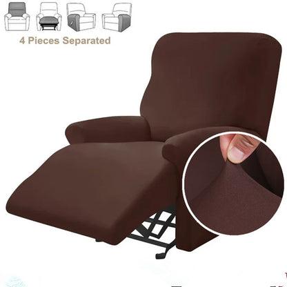 4pcs/set Solid Color Stretch Recliner Sofa Cover for Living Room Elastic Non Slip Armchair Covers All-inclusive Couch Slipcovers