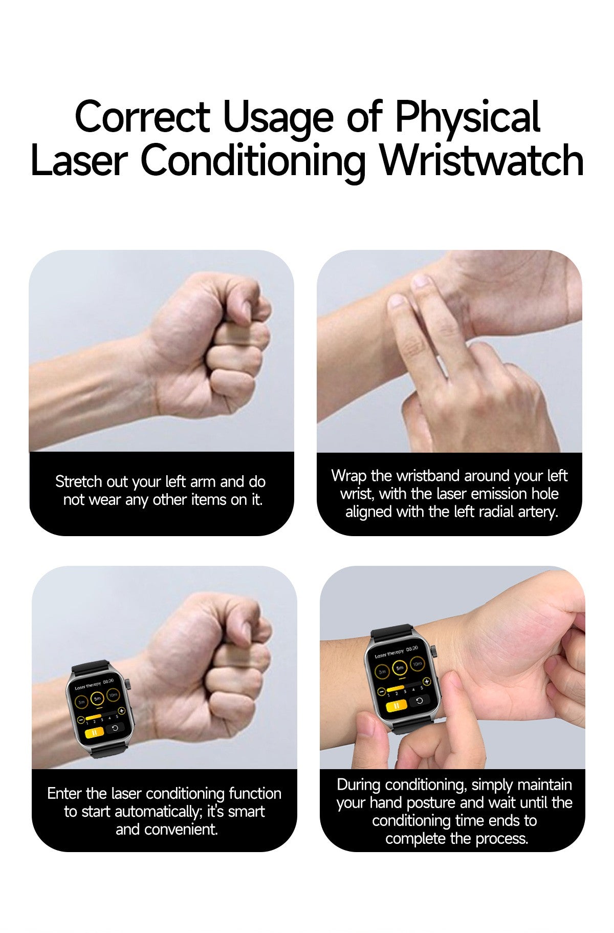 2025Novo 650nm Laser Condicionamento Safira Vidro Smart Watch Homens ECG Frequência Cardíaca Micro Exame Físico Saúde Smartwatch Temperatura