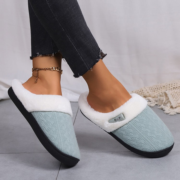 Platform Fluffy Slippers Women House Plush Fashion Designer Winter Shoes Ladies Flats Warm Home Casual Footwear Elegant Big Size