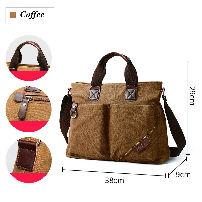 Men's Business Canvas Handbag Outdoor Crossbody Bag Men's Bag Shoulder Bag Student Casual Messenger Bag For Men Male Handbag