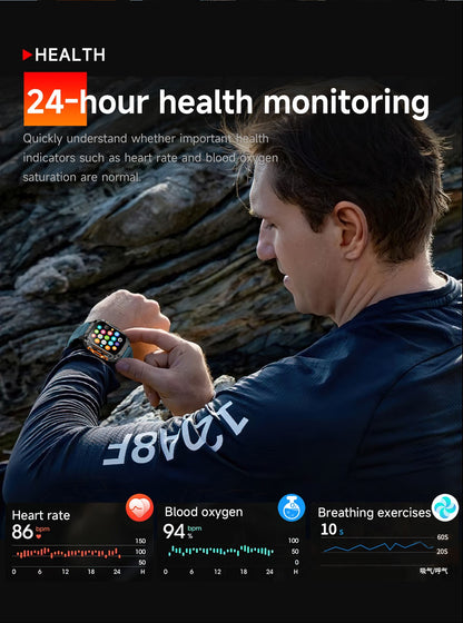 2026 Militar Grau Built-in GPS Posição 2.01" Smart Watch Homens 3ATM Impermeável Bússola 540mAh Bluetooth Chamada Smartwatches IOS