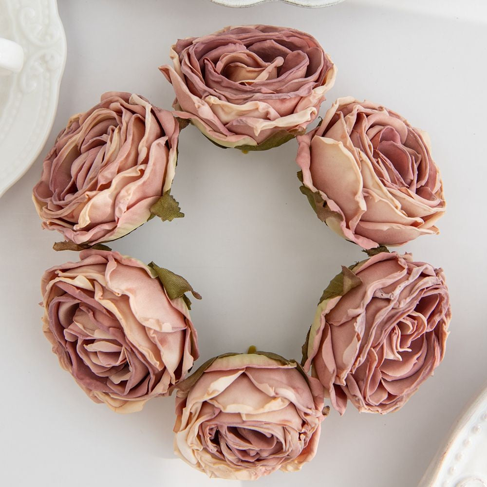 Artificial Flower Burned Edge Rose Wedding Bridal Bouquet Decor Home Outdoor Garden Festival Party Wreath Diy Ins Gift Scrapbook