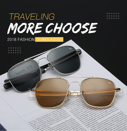 Fashion Aviation Sunglasses Men Luxury Brand Designer Square Sun Glasses for Male American Army Military Oculos