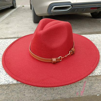 Chapéu Fedora de feltro liso com coroa em formato de gota para homens e mulheres novo cinto de couro Chapéu Panamá ????? ???????