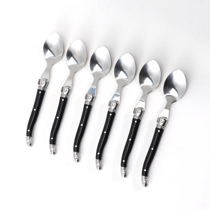 Jaswehome 24 peças Talheres Laguiole com Cabo Preto Conjunto de Facas de Bife Elegante Kit de Talheres Profissional