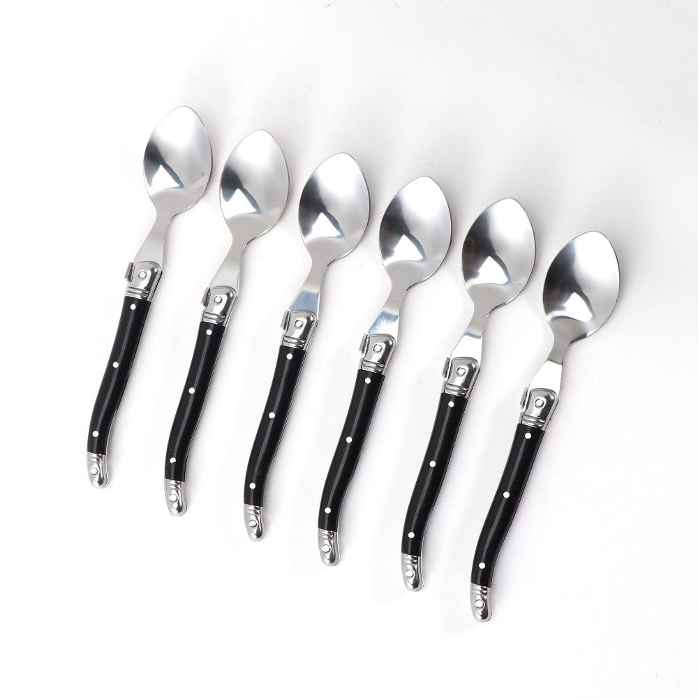 Jaswehome 24 peças Talheres Laguiole com Cabo Preto Conjunto de Facas de Bife Elegante Kit de Talheres Profissional