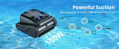 Limpador de Piscina Robótico sem Fio, Aspirador de Piscina para Piscinas Enterradas com 4 Motores, Limpeza de Parede e Linha d'Água, Bateria com 300min de Duração