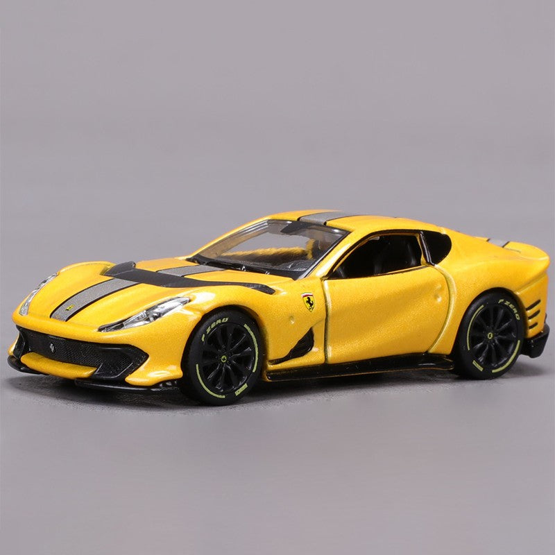New In Stock Bburago 1:64 Ferrari 812 Competizione Yellow Alloy Miniature Ferrari Datyona Sp3 Sports Diecast Model Custom Toys
