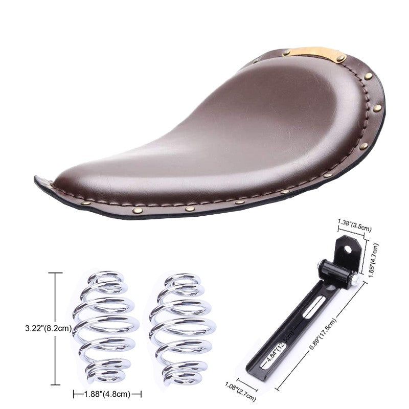 Assento de Couro para Motocicleta Retro Couro Preto Banco Solo para Harley Custom Chopper Bobber Honda Yamaha Kawasaki Suzuki