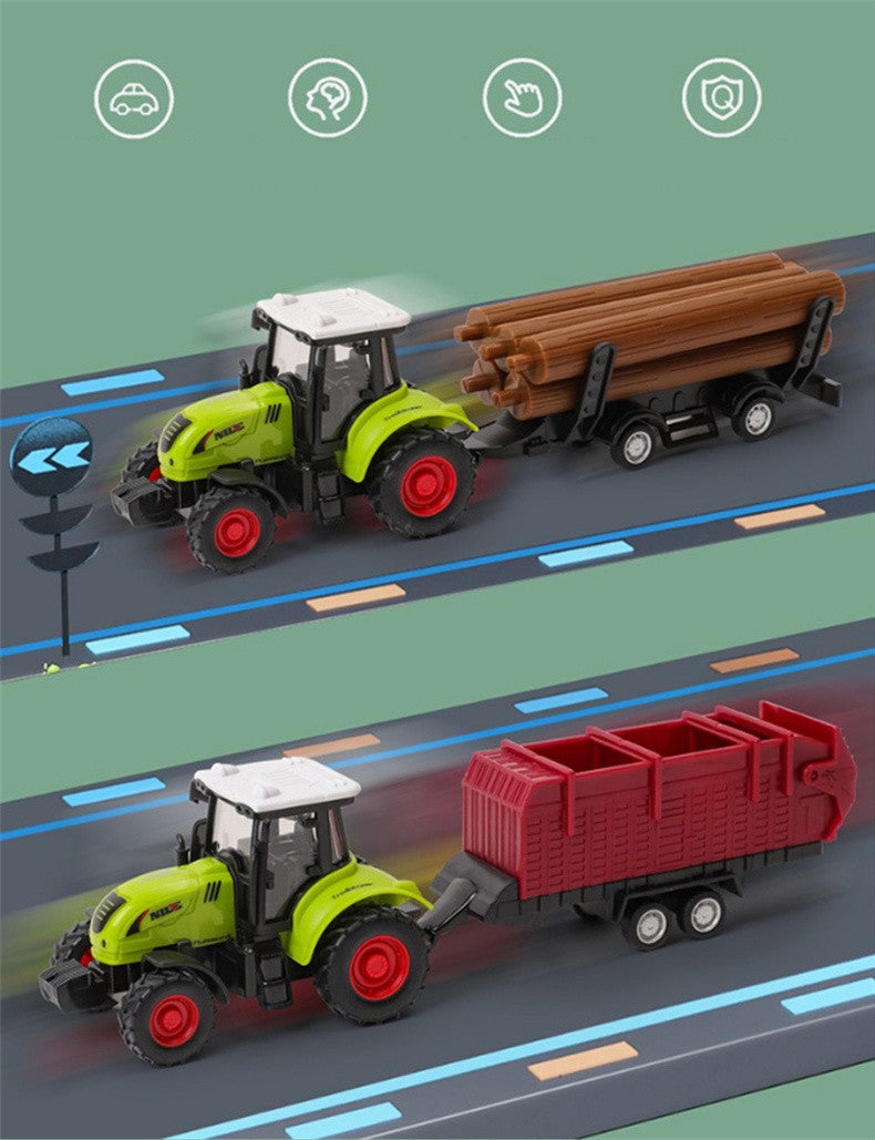 Farm Tractor Truck Tractor Inertia Car Transport Pulverizer Model Baby Car Boy Toy Engineering Car Childrens Educational Toys