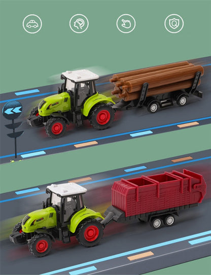 Farm Tractor Truck Tractor Inertia Car Transport Pulverizer Model Baby Car Boy Toy Engineering Car Childrens Educational Toys
