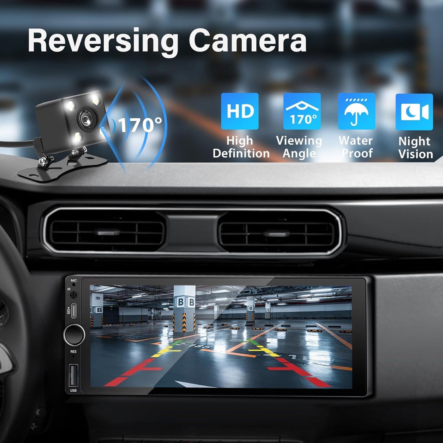LEHX 1din 6.9 IPS Touch Screen Carplay Android Auto Mirror Link Car Radio Multimedia 1 din Car Stereo MP3 MP5 Player FM Headunit