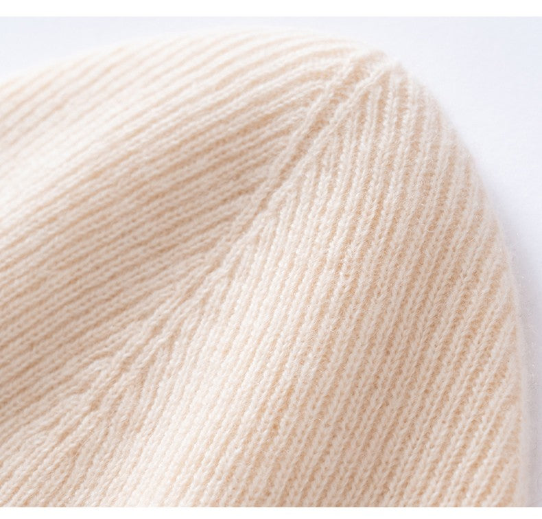 Autumn Winter New 100% Cashmere Hat Women's One-Line Hat Knitted Hat Wool Hat Ear Protection High-Quality Couple Hat