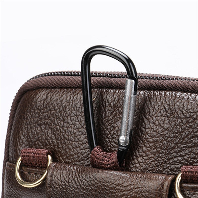 Men Genuine Leather Shoulder Male fanny pack High Quality Messenger Bags  Men's Fashion Business Belt Bag Small Briefcase Waist