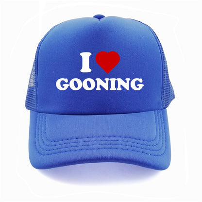 Funny I Love Gooning Baseball Caps Cool Summer Men Mesh Net Hat Humor Trucker Cap Unisex Outdoor Mesh Net Caps MZ-080