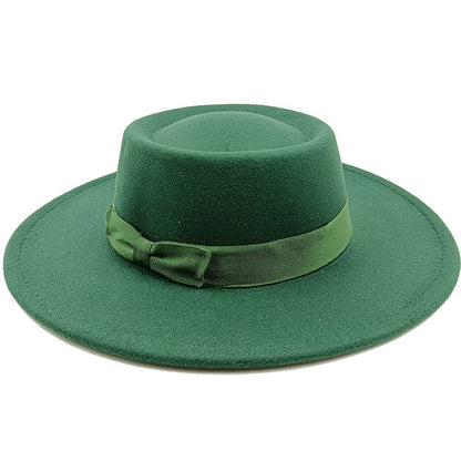 Chapéu Fedora unissex de inverno, superfície circular côncava e convexa, chapéu de jazz de feltro liso, elegante para homens e mulheres.