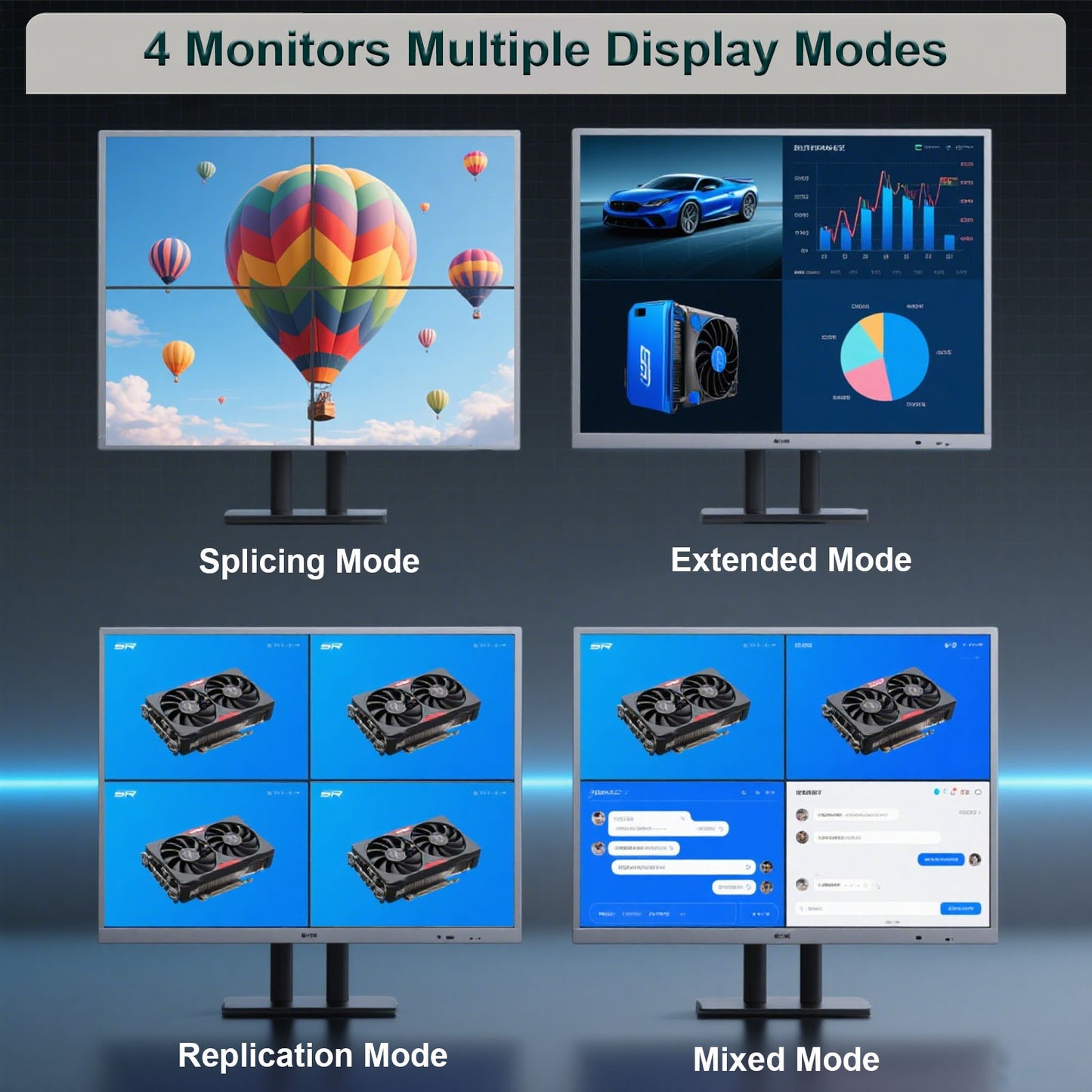 Placa de vídeo com múltiplos monitores SRhonyra GT730 4 HDMI Placa de vídeo Multi Screen Splicing 2GB GDDR5