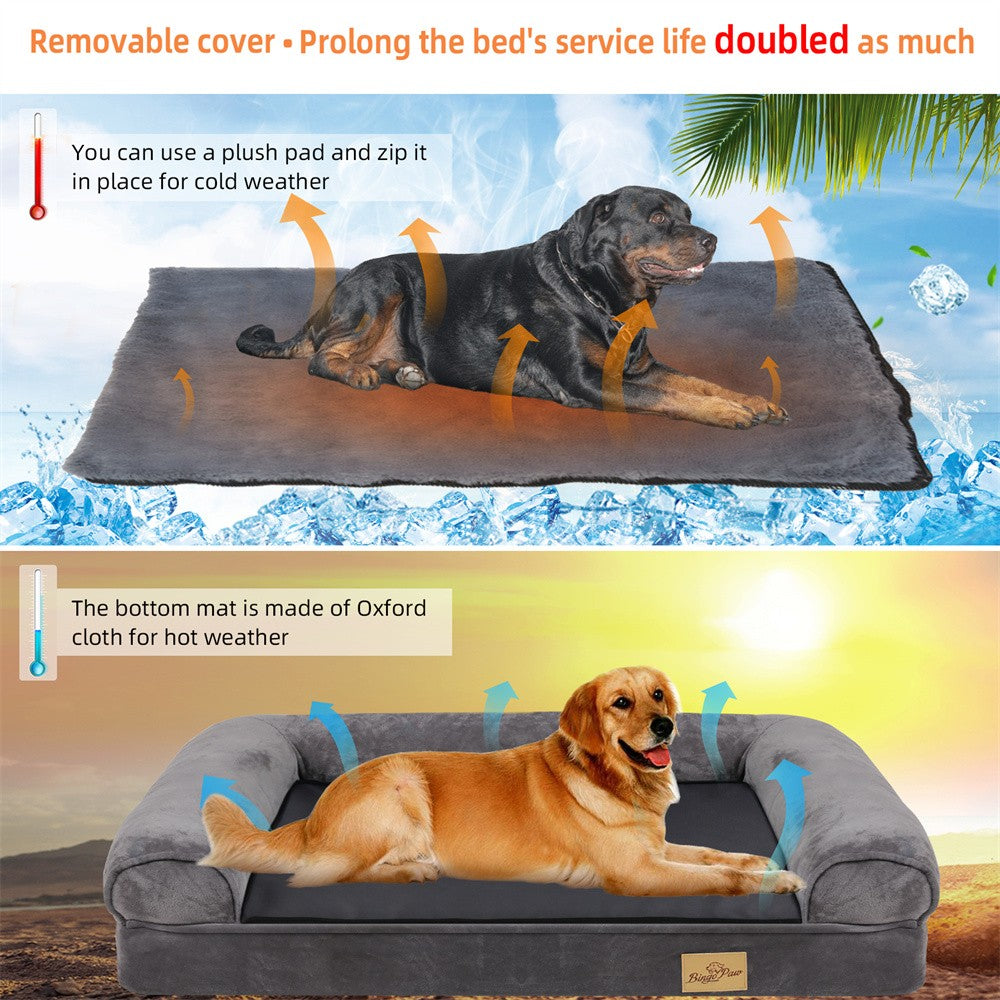 Cama para Cães Calmante Grande XXXL Ortopédica com Espuma de Memória, Sofá-Cama, Capa Impermeável Removível, Tapete de Pelúcia para Cães Pequenos, Médios e Grandes