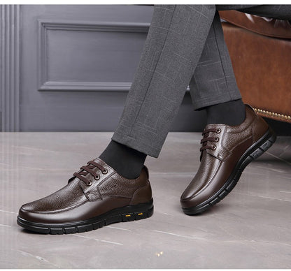 Sapatos Masculinos de Couro Feitos à Mão, Sapatos Sociais Casuais e de Negócios Minimalistas, Modernos, com Cadarço, para Pais de Meia-Idade
