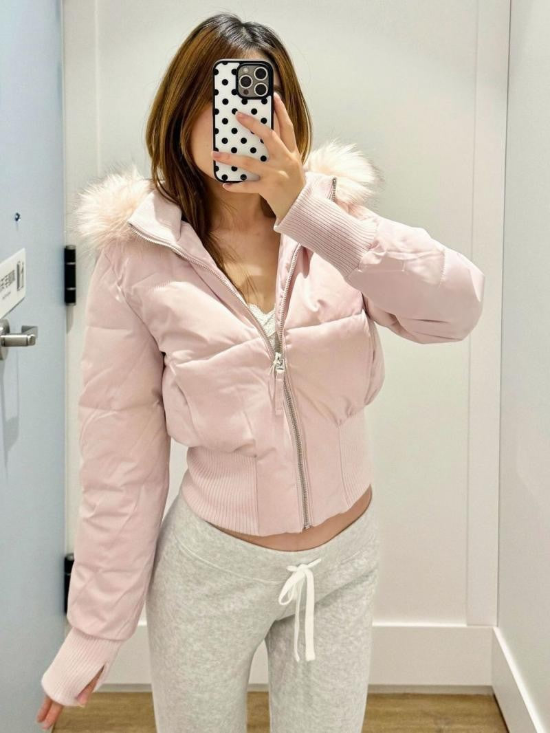 Fashion Women's Cotton Jacket Fur Collar Zipper Slim Waist Pocket Warm Thicken Coat Autumn Winter Hooded Jacket Lady Outwears
