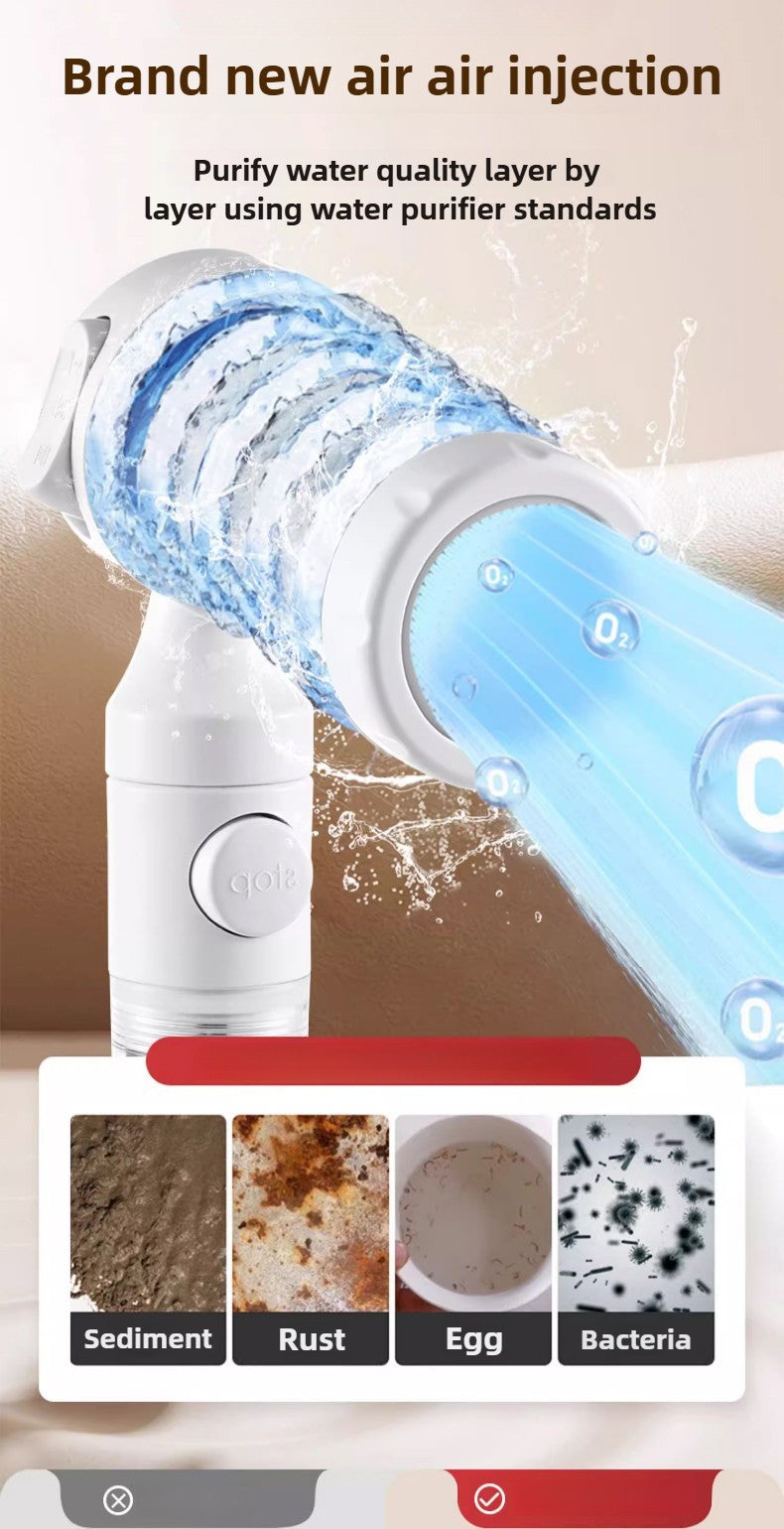Pressurized Filter Shower Head Water Purifying and Antibacterial Nozzle Portable Shower Head for Traveling Business Trips Hotel