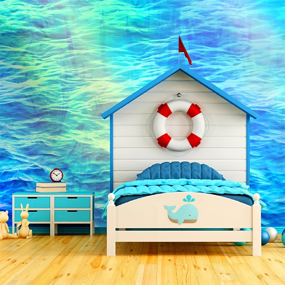 1/3pcs Summer Laser Sea Wave Disposable Tablecloth Blue Sea Pool Party Deco Tableware Under The Sea Birthday Party Deco
