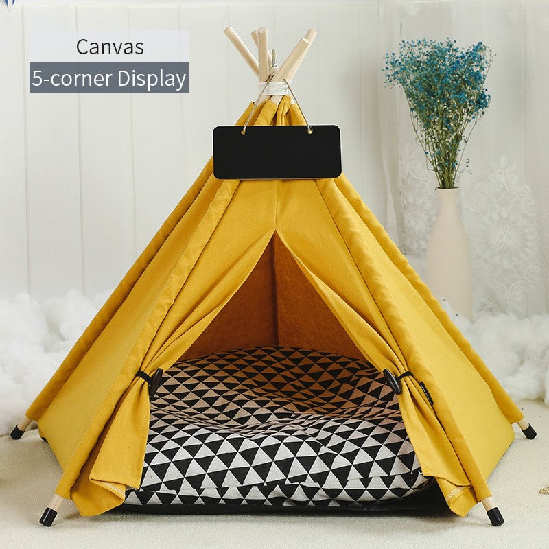 Tenda Tipi para Gatos e Cães, Portátil, Removível, Lavável, Casinha Interna para Filhotes com Almofada e Lousa, Cama para Gato