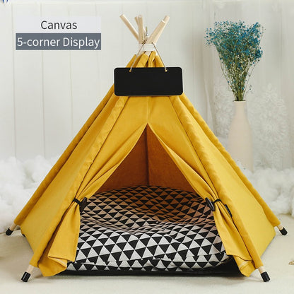 Tenda Tipi para Gatos e Cães, Portátil, Removível, Lavável, Casinha Interna para Filhotes com Almofada e Lousa, Cama para Gato