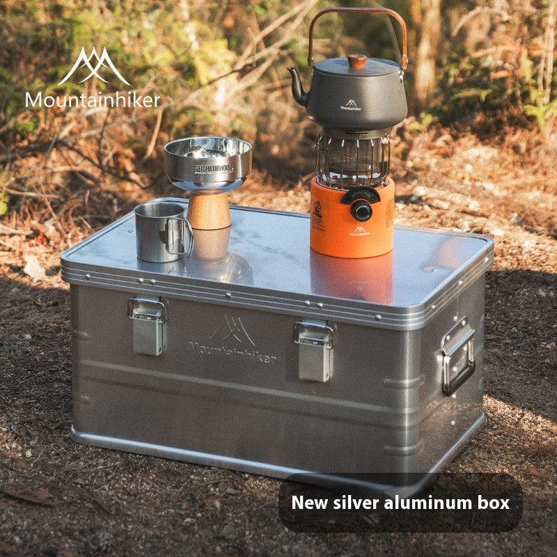 MOUNTAINHIKER Outdoor Storage Box Camping Picnic Travel Aluminum Alloy Large Capacity Box Silver Storage Bag 30-80L