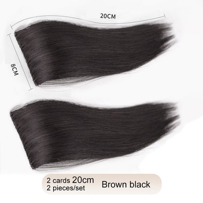 2 peças/conjunto de preenchimento capilar sintético, extensões de cabelo, peça de abertura e de reposição para topo, artefato de reposição