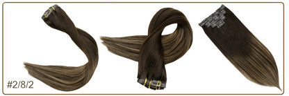 Full Shine PU Clip Hair Extensions Cabelo Humano Remy 100g Extensões Invisíveis Sem Costura de Cabelo Humano Clip-In Cor Balayage Loiro