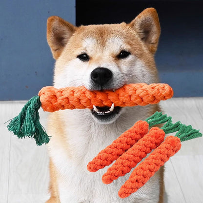 1 Peça Cenoura Corda Mordedor Brinquedos para Cães Brinquedos Seguros Duráveis Trançados para Cães Mordedores Resistentes para Filhotes Molares Limpeza de Dentes Corda de Algodão