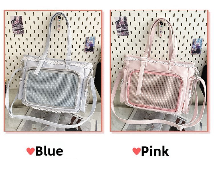 New Japanese Style Transparent Crossbody Bag Cute Candy Color Commuting Shoulder Bag for Girls Simple and Casual Texture Ita Bag