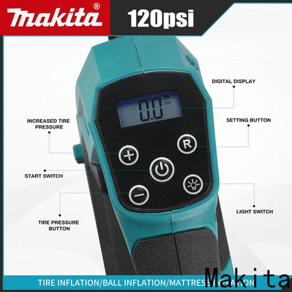 Inflador automático sem fio Makita DYS59 Bomba de ar elétrica Compressor de ar portátil para pneus de carro para bateria Makita 18V (sem bateria)