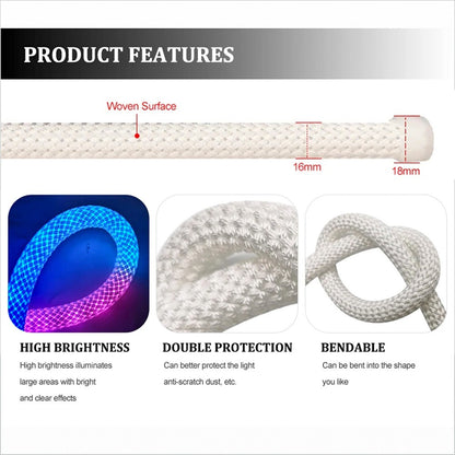 DC5V WS2812B WS28111 Round Reticulate Pattern Neon LED Strip 360 Degree Smart RGB Flexible Silicon Light Tape IP67 And 28Key Kit
