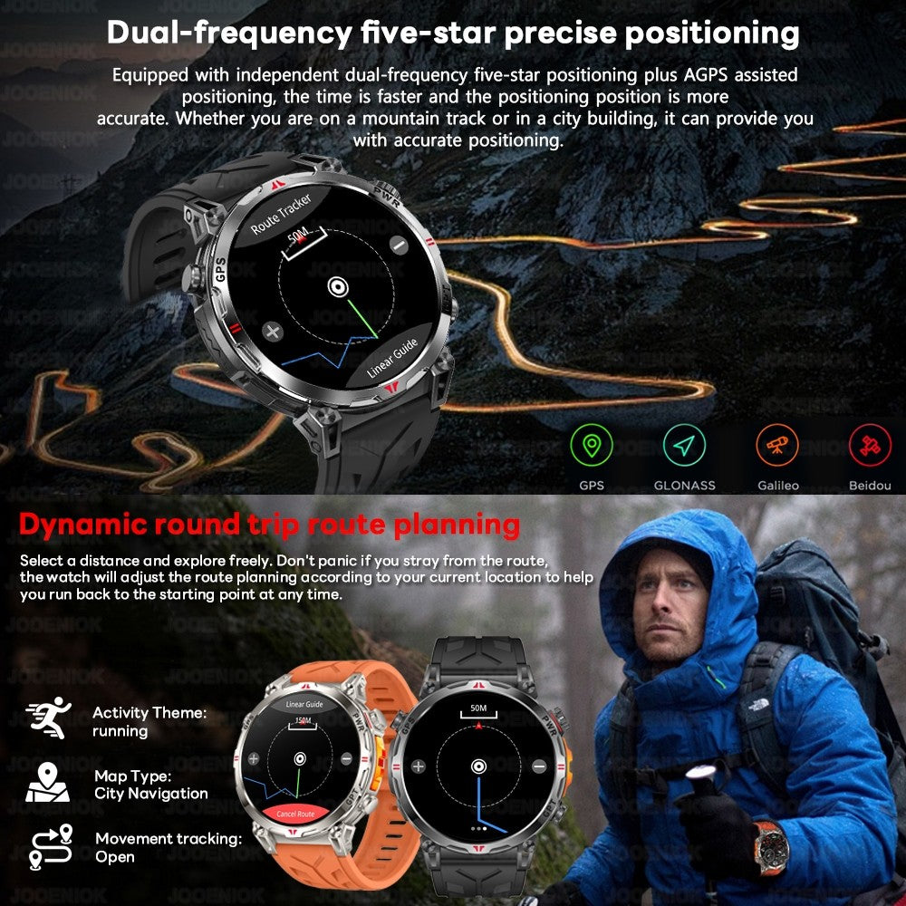 2026 Novo Smartwatch Esportivo Masculino para Áreas Externas com Voz Inteligente GPT GPS Integrado Bússola Barômetro Chamada Bluetooth Natação Impermeável