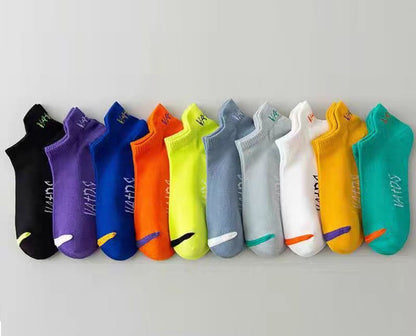 5 Pairs Men Bright Colored Ankle Socks Breathability Fashionable Casual Street Style Deodorizing Invisible Travel Running Socks