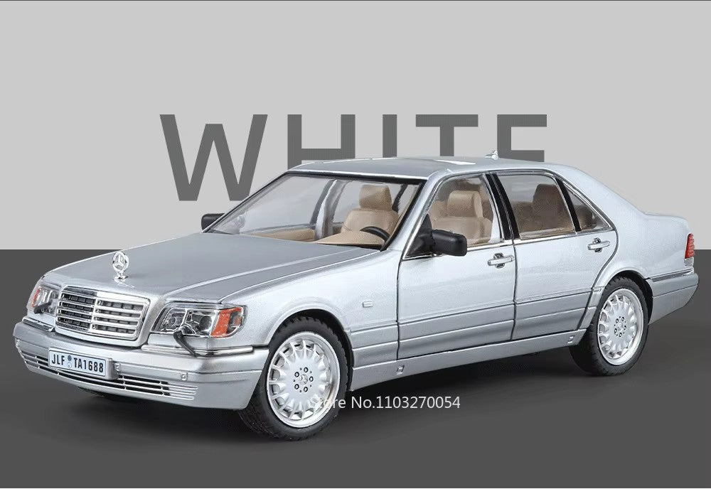 1:24 300SL W140 Carro de Brinquedo Modelo de Liga Fundido com Luz e Som, Carroceria Aberta, Modelos em Miniatura, Brinquedos Clássicos de Presente para Meninos
