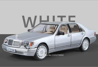 1:24 300SL W140 Carro de Brinquedo Modelo de Liga Fundido com Luz e Som, Carroceria Aberta, Modelos em Miniatura, Brinquedos Clássicos de Presente para Meninos