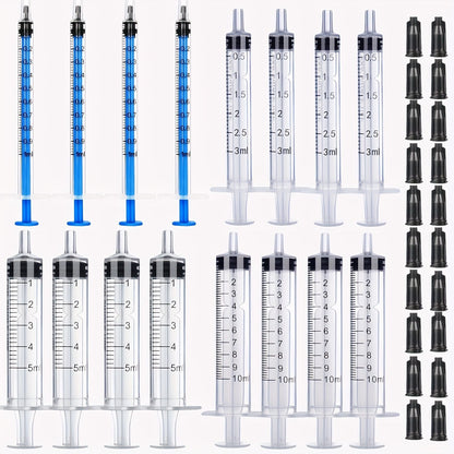 20 Seringas de 1ml/3ml/5ml/10ml com Tampa, para Cola, Distribuição e Medição de Líquidos, Alimentação de Animais de Estimação, Recarga de Cartuchos de Tinta, etc.