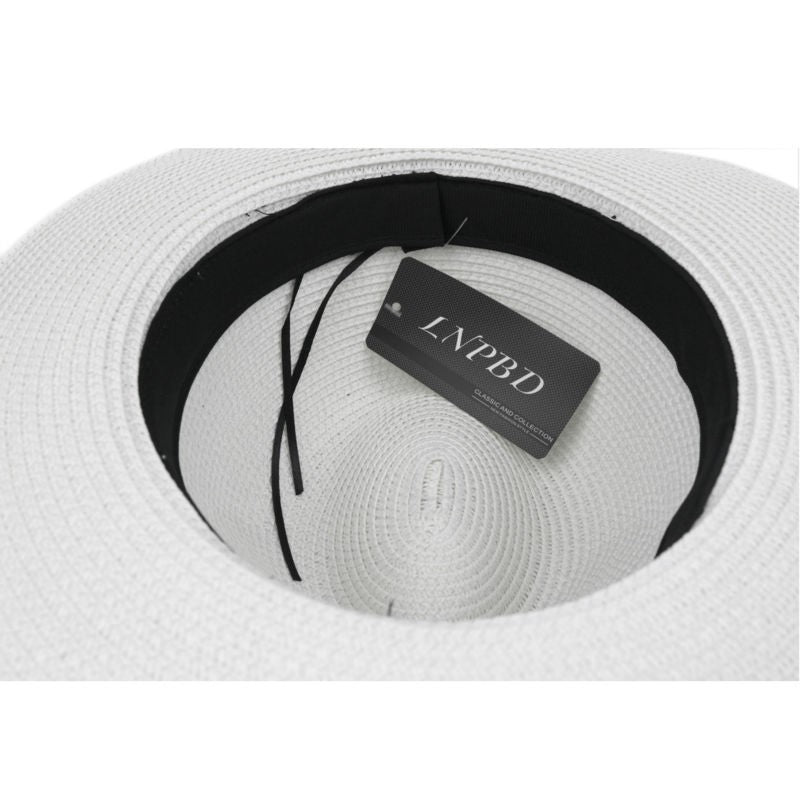 LNPBD Moda verão chapéu de palha feminino branco de aba reta larga chapéu jazz fedora chapéu de sol boné de praia verão